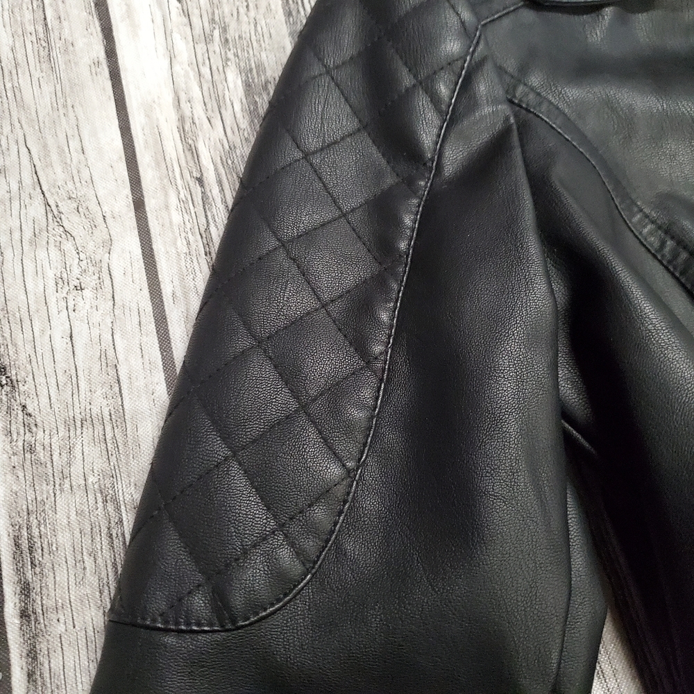Candie's black faux leather moto jacket coat xs - Picture 8 of 14